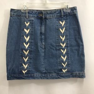 Endless Rose Denim Skirt With Lace Detail Size Large (32”)